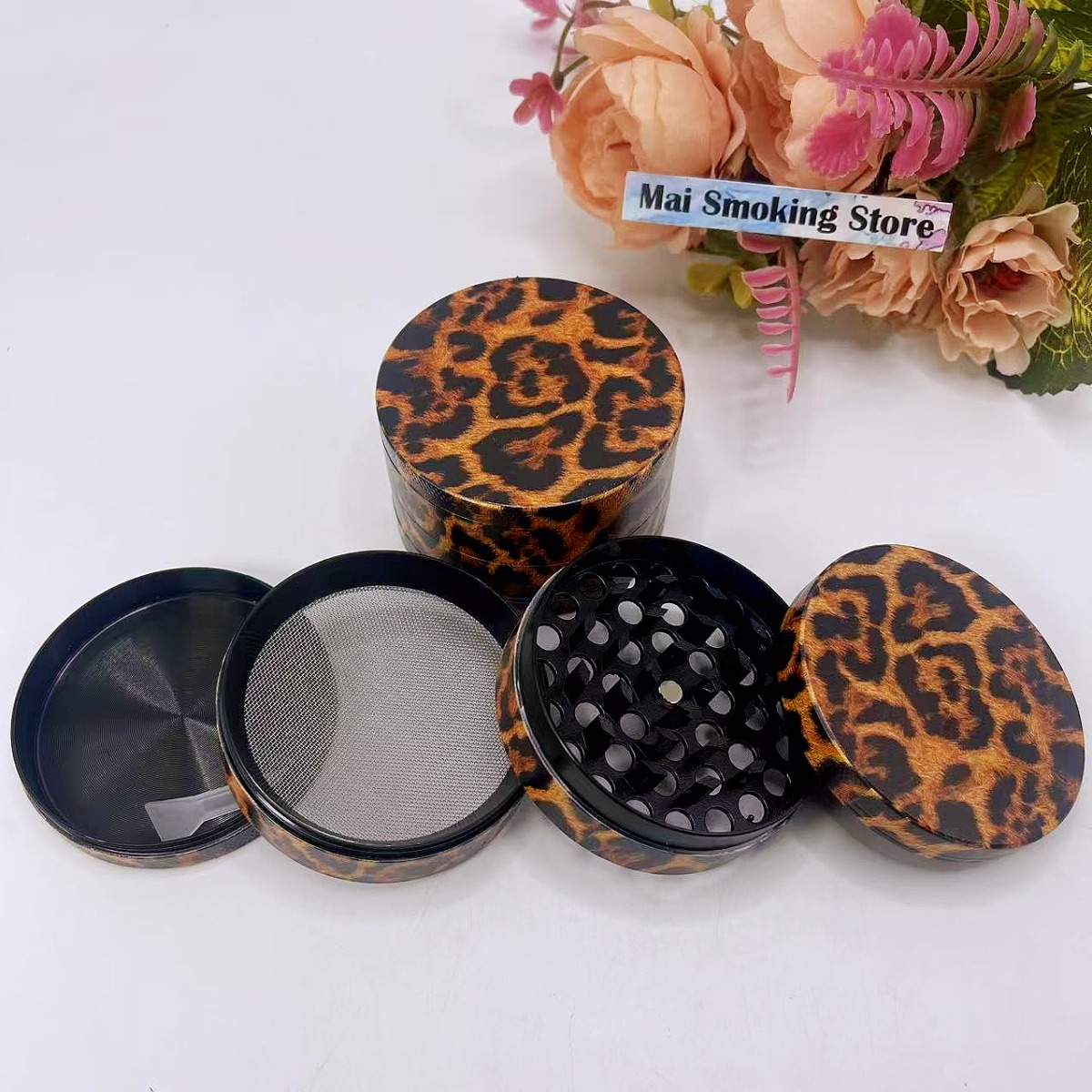 Desk Setup Pink - 50/63mm Leopard Print Herb Grinder Manual