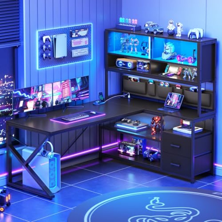 Desk Setup L Shaped - L Shaped Gaming Desk with Storage