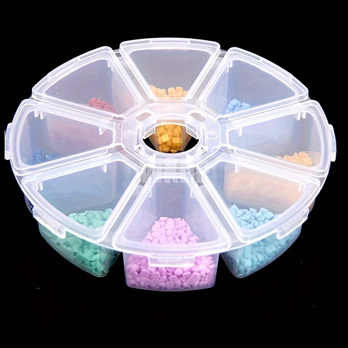 Desk Setup Essentials - 1/2/4-Piece Set of 8-Compartment Plastic Round