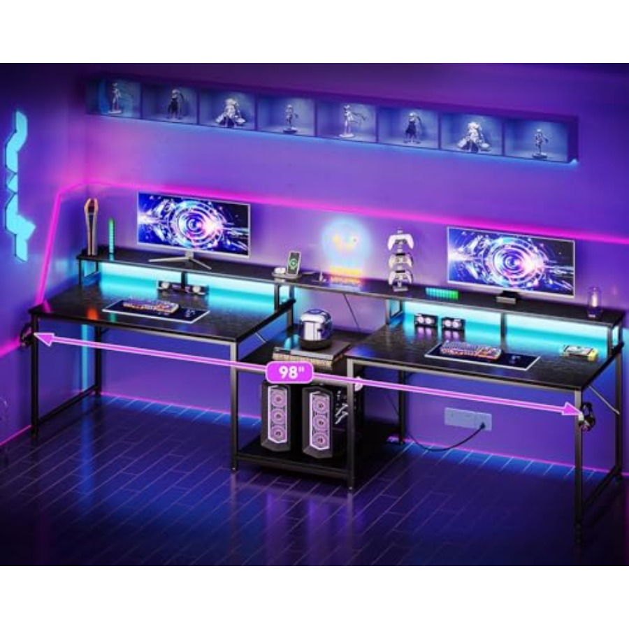 Gaming desk for 2 persons, 98' - Desk Setup L Shaped review and price