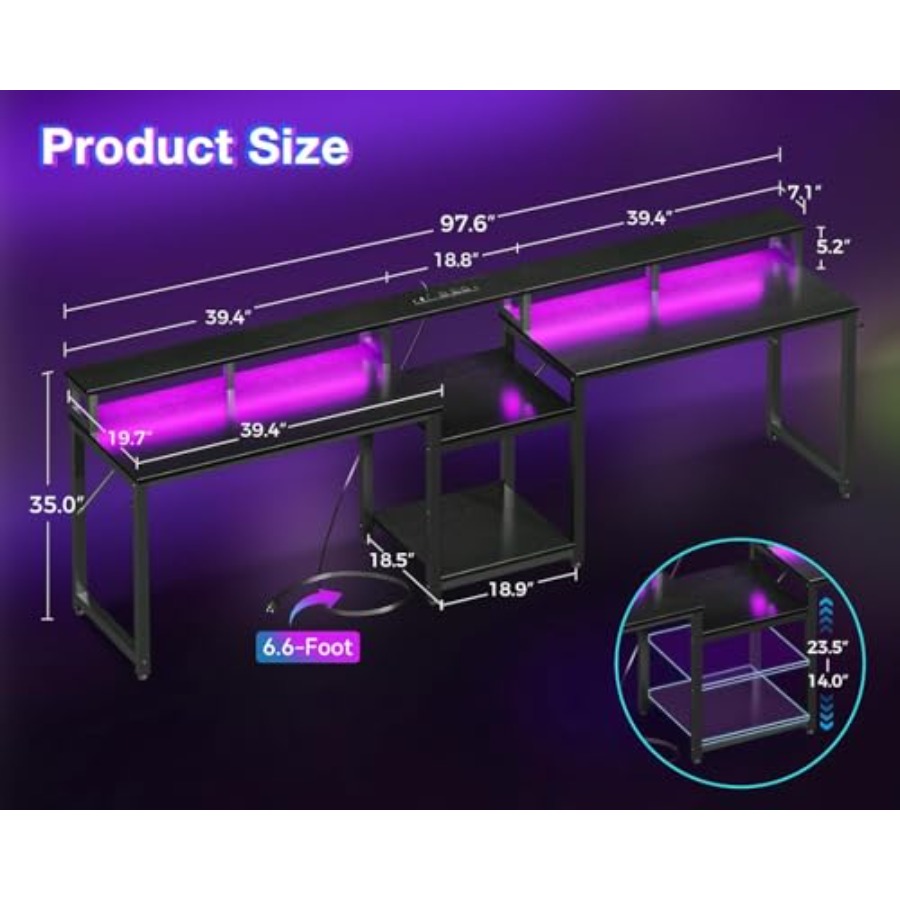 Gaming desk for 2 persons, 98' - Desk Setup L Shaped review and price
