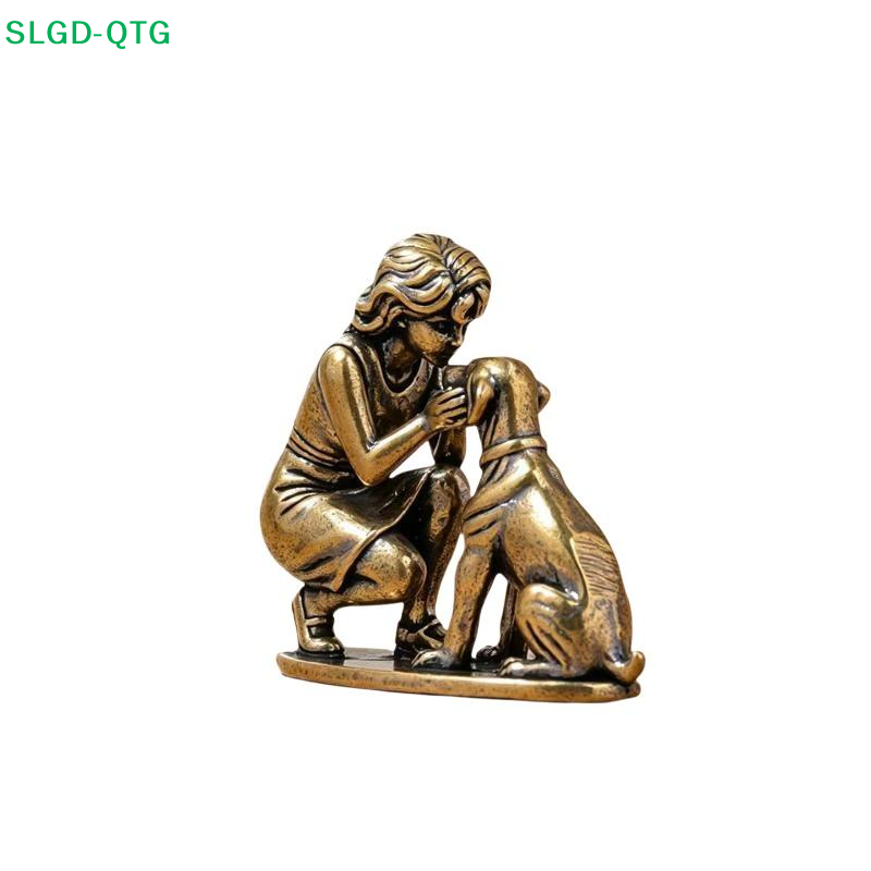 NEW Brass Girl Dog Figure Home - Desk Setup Retro review and price