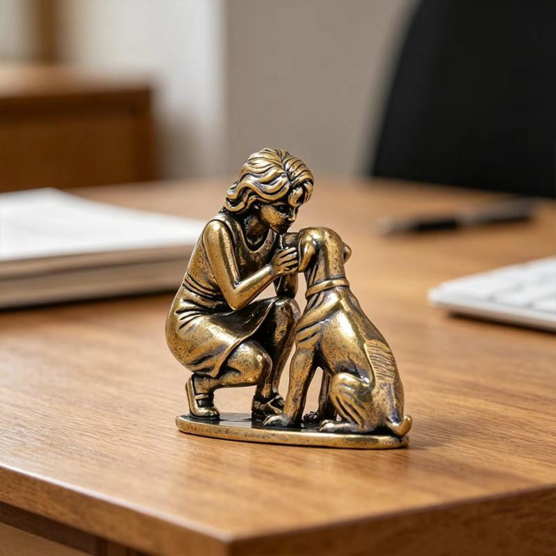 NEW Brass Girl Dog Figure Home - Desk Setup Retro review and price