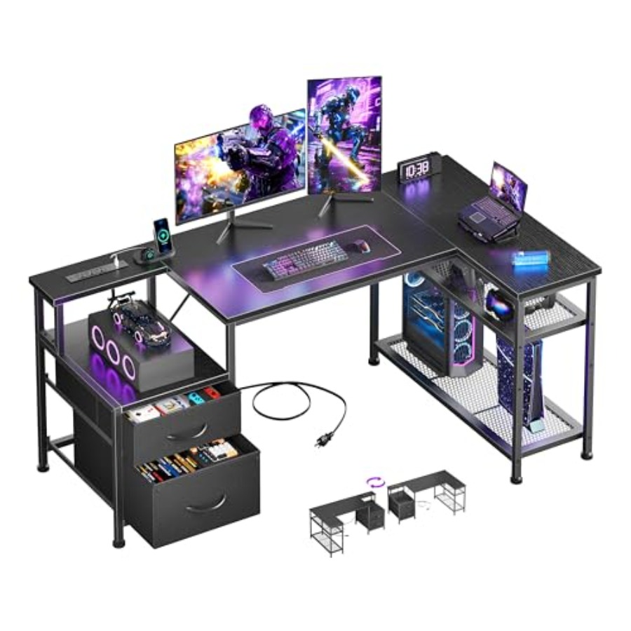 49 Inch L Shaped Gaming Desk w - Desk Setup L Shaped review and price