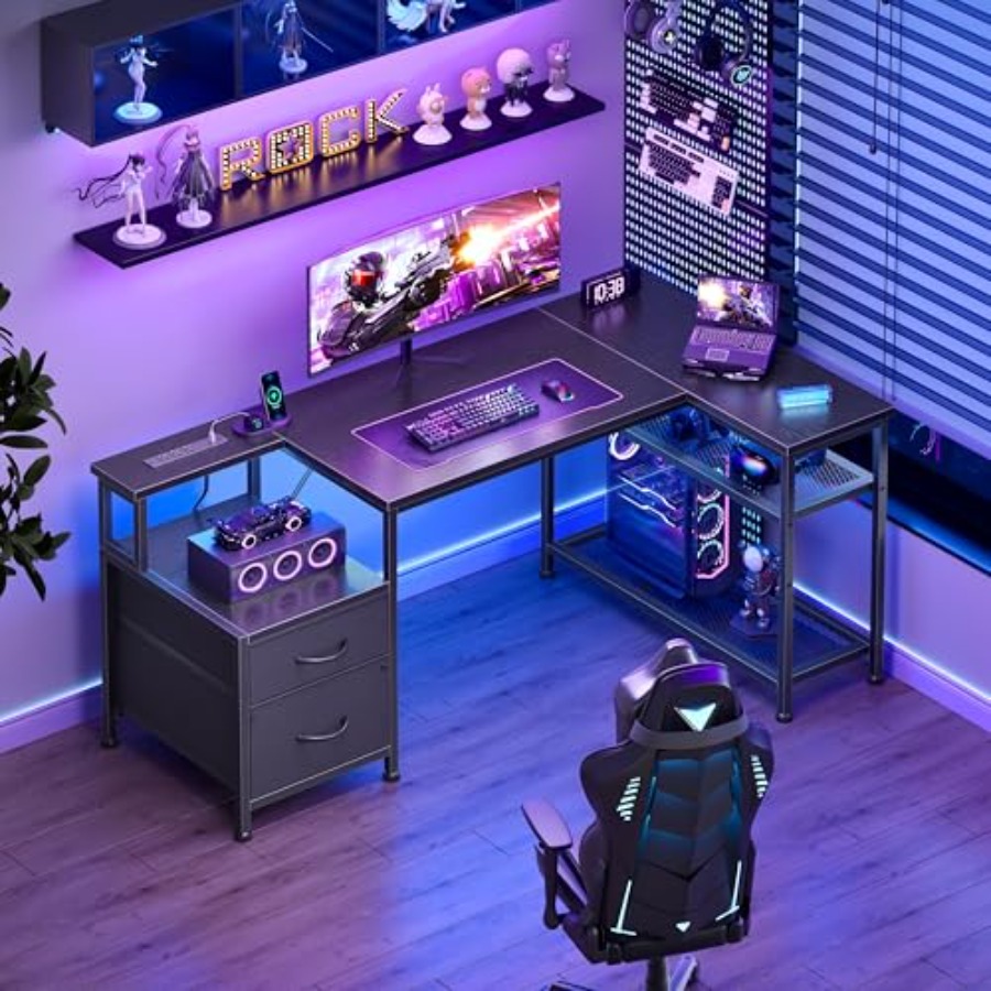 49 Inch L Shaped Gaming Desk w - Desk Setup L Shaped review and price