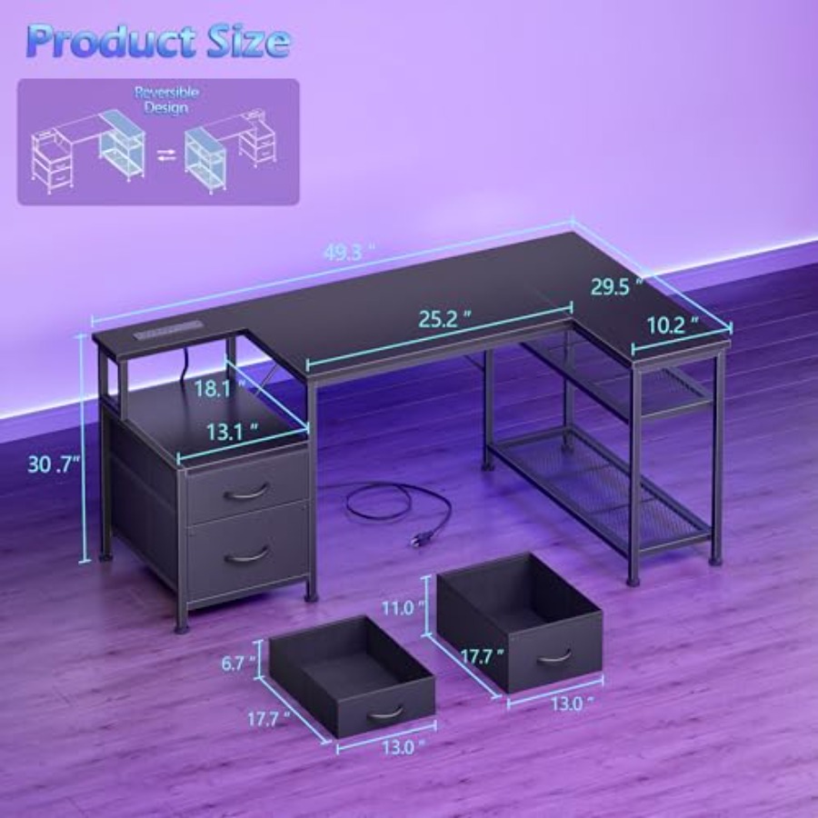 49 Inch L Shaped Gaming Desk w - Desk Setup L Shaped review and price