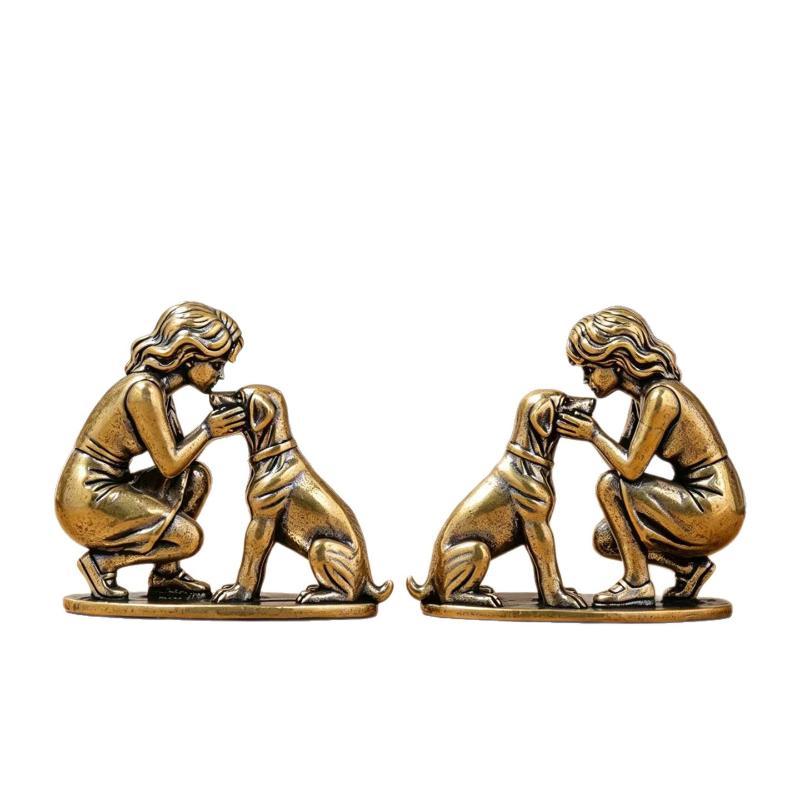 Brass Girl Dog Figure Home Des - Desk Setup Retro review and price