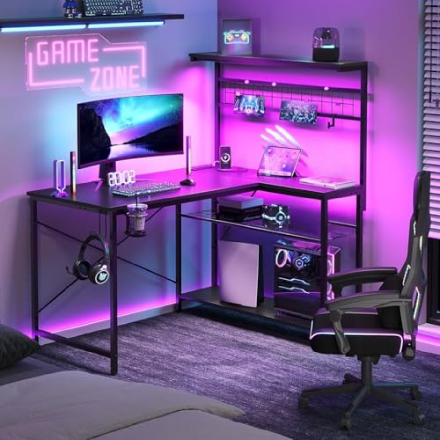 42 L Gaming Desk with Power Ou - Desk Setup L Shaped review and price