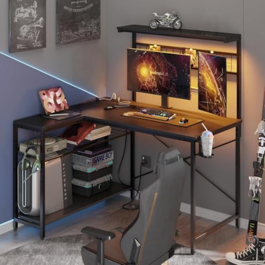 42 L Gaming Desk with Power Ou - Desk Setup L Shaped review and price