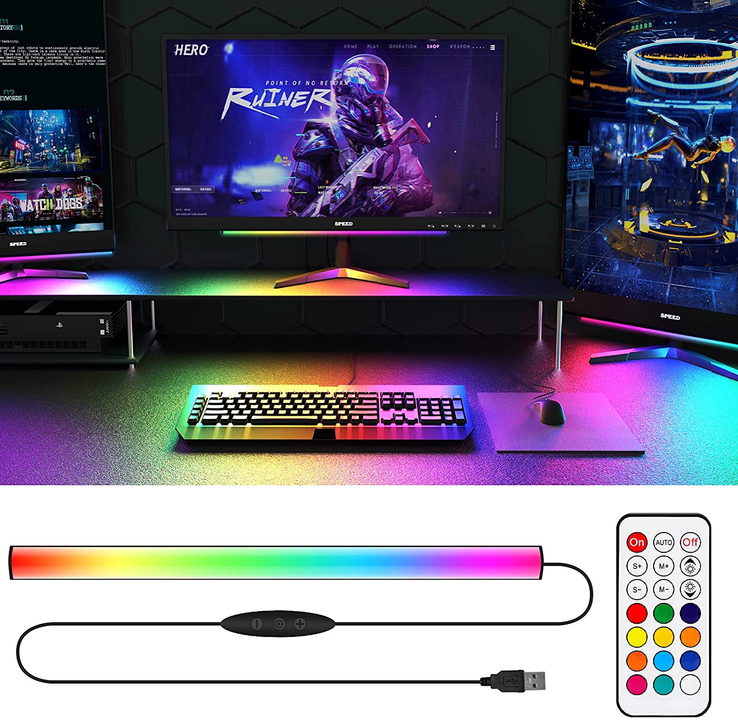 Under Monitor Light Bar RGB Dr - Desk Setup Diy review and price